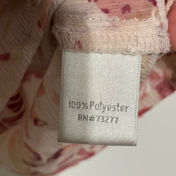 LC Lauren Conrad Womens Ruffle Clip Dot Blouse XL Pink Soft Girl Romantic Sheer - Picture 7 of 8